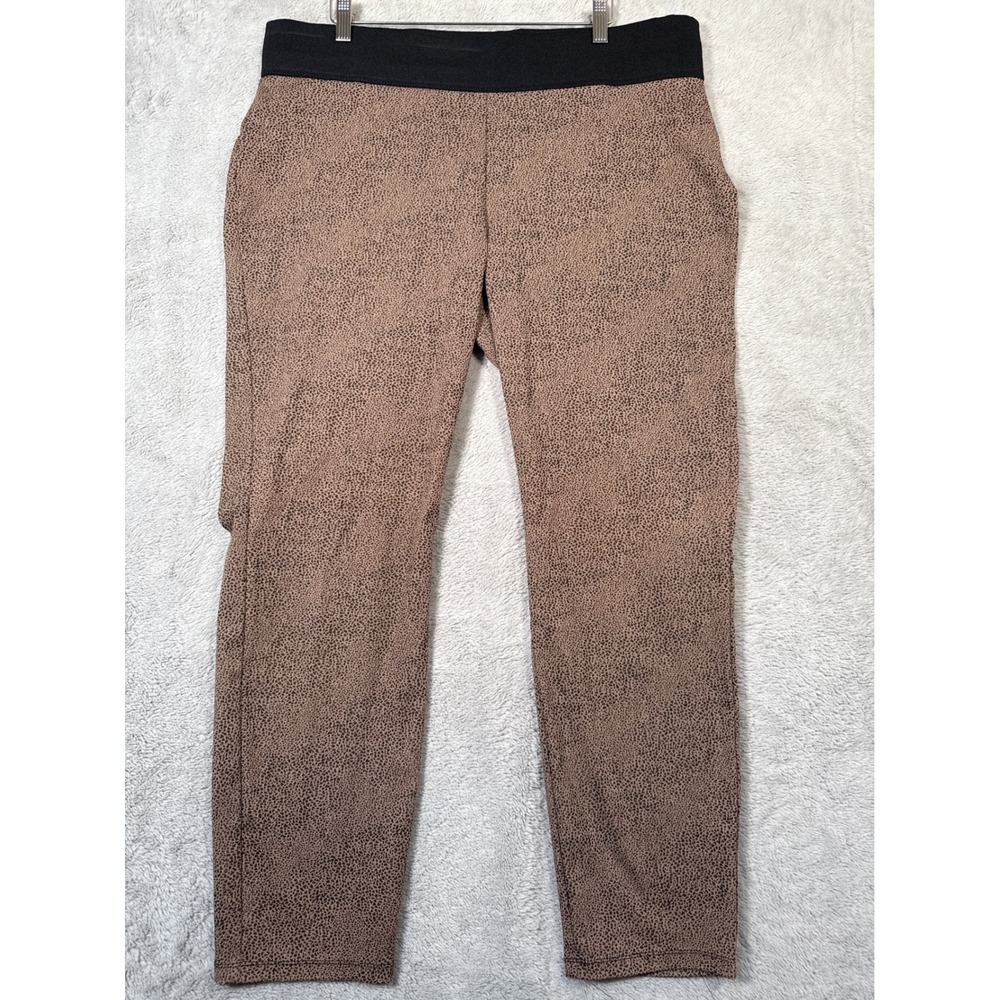 Soft Surroundings Womens Pull On Pants Animal Print Black Beige Size‎ 1X